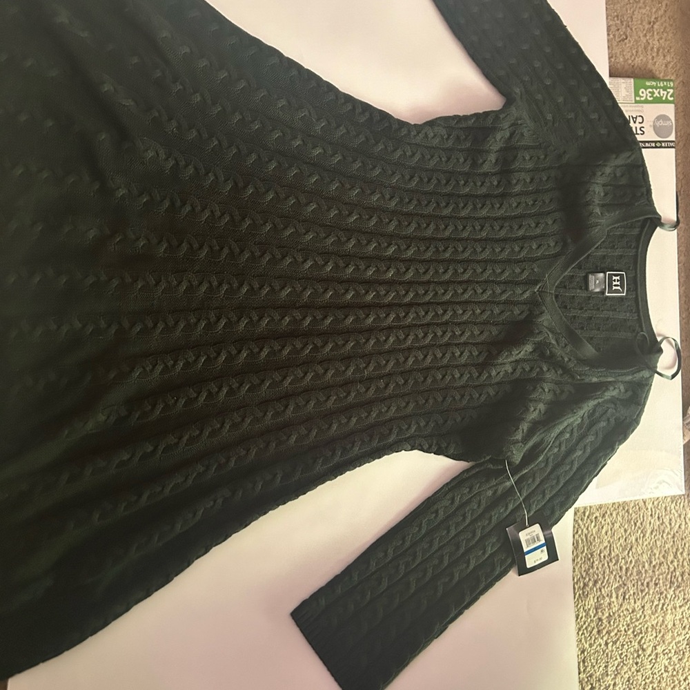 Black Cable Knit Sweater Dress